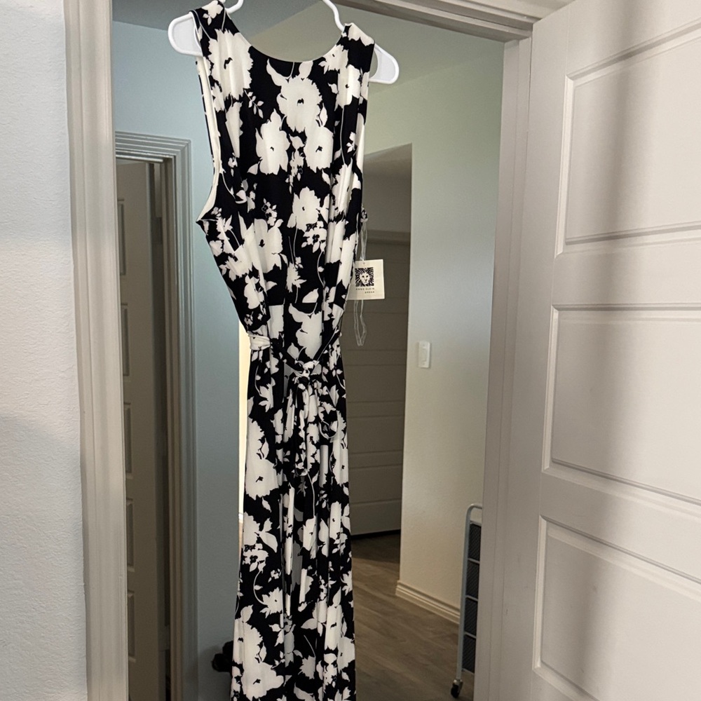 Anne Klein Monochrome Floral Maxi Dress